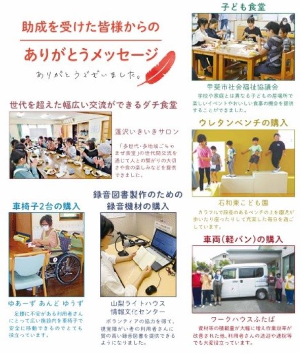 令和5年度の募金はこのような活動に助成されました